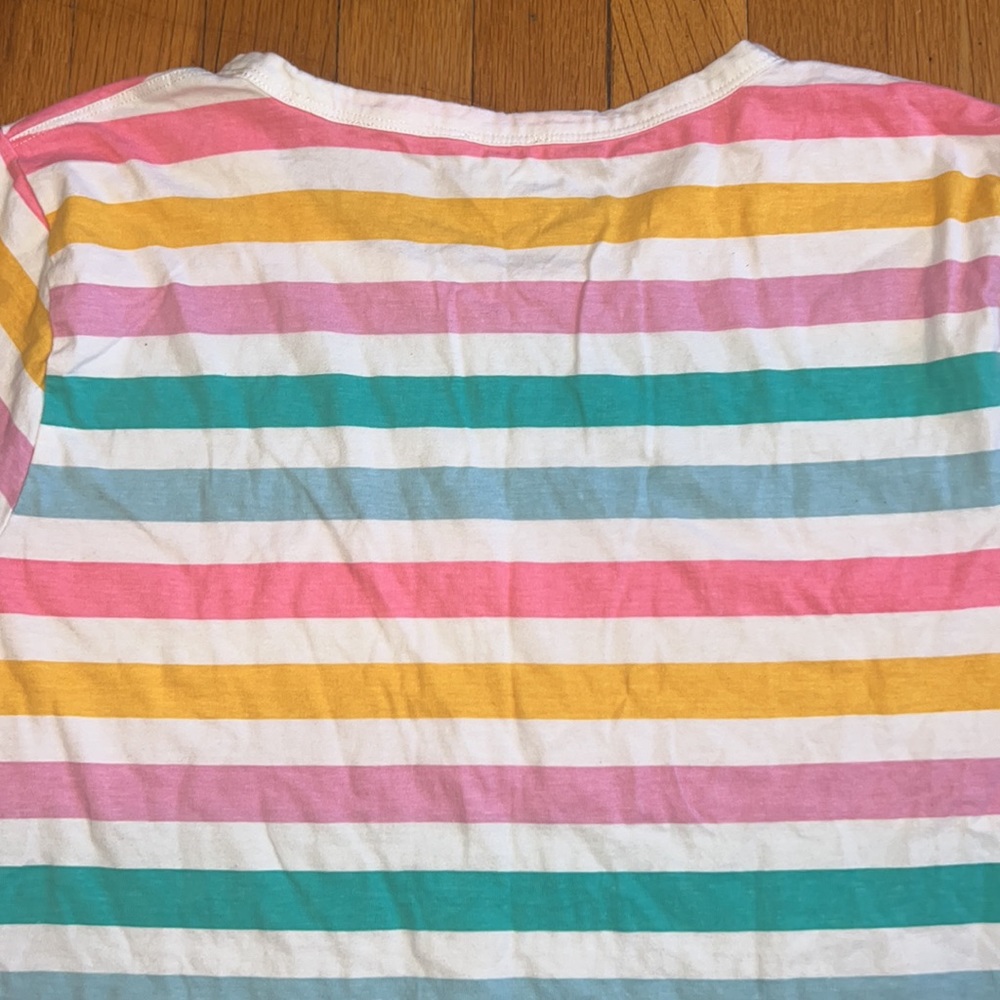 J Crew Women’s Rainbow Stripe Short Sleeve Tee, size XL - Picture 8 of 9